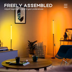 Lampadaire tube LED RVB modulable sur tige noire, jusqu'à 121 cm