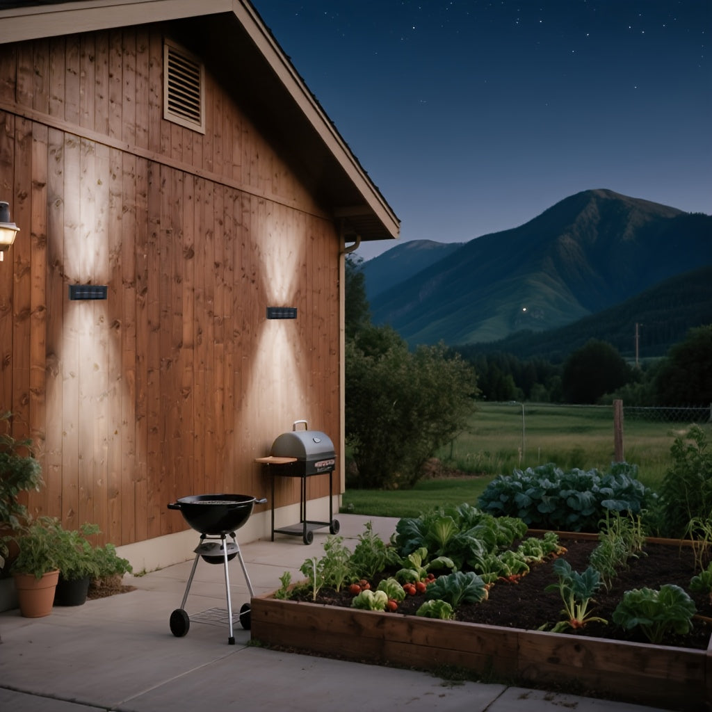Lot de 2 appliques murales solaires LED IP44, faisceau haut et bas