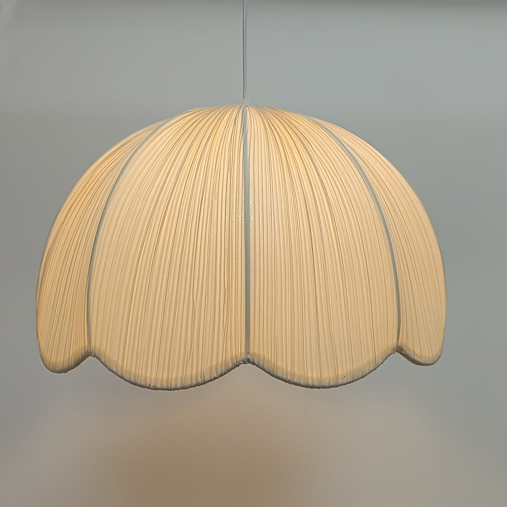 Abat-jour dôme en tissu plissé crème à bord festonné, Ø 39 cm