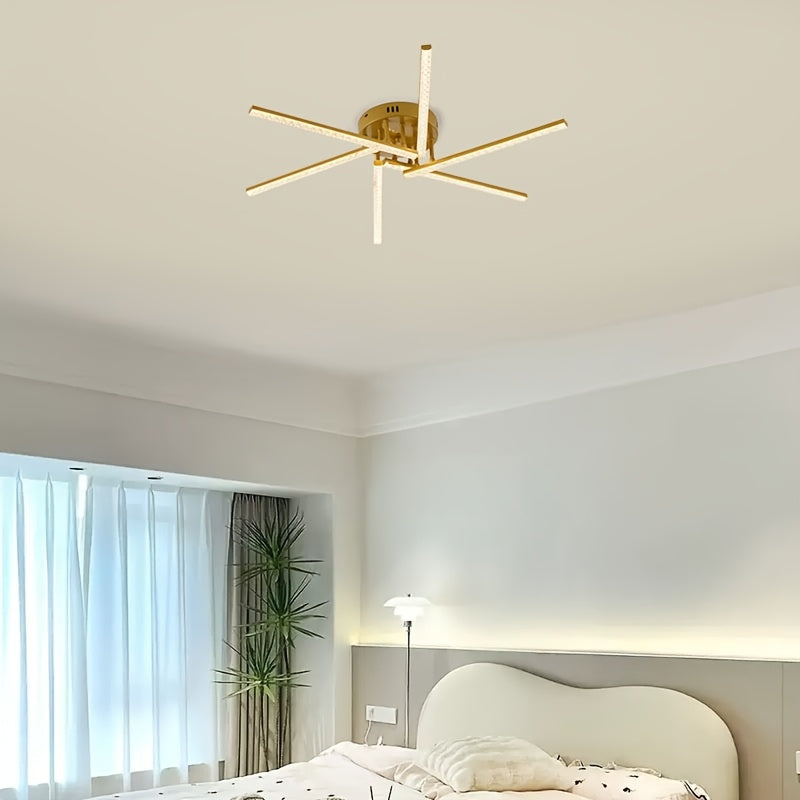 Plafonnier LED à branches rayonnantes, doré, noir ou blanc, 76 cm