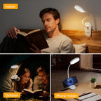 Lampe de chevet à pince rechargeable USB-C, tête ronde de 9,3 cm