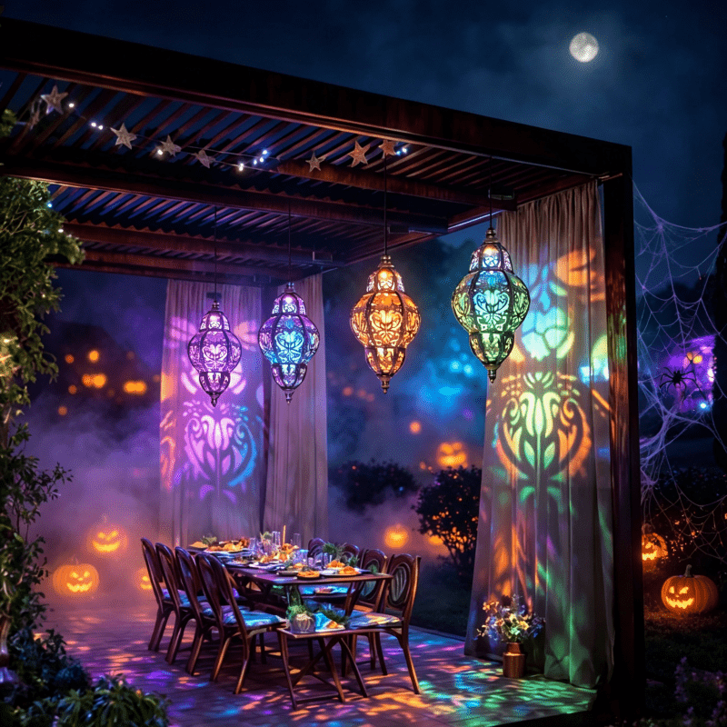 Lanterne solaire marocaine à suspendre, lumière multicolore, IP65