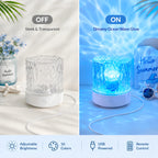 Lampe d'ambiance à reflets d'eau, cylindre ciselé et télécommande