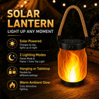 Lanterne solaire à flamme rechargeable en USB-C, anse en corde