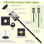 Lot de 4 lanternes solaires carrées à hauteur réglable, 29 à 58 cm
