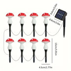 Lot de 8 balises solaires champignon rouges à pois, IP44