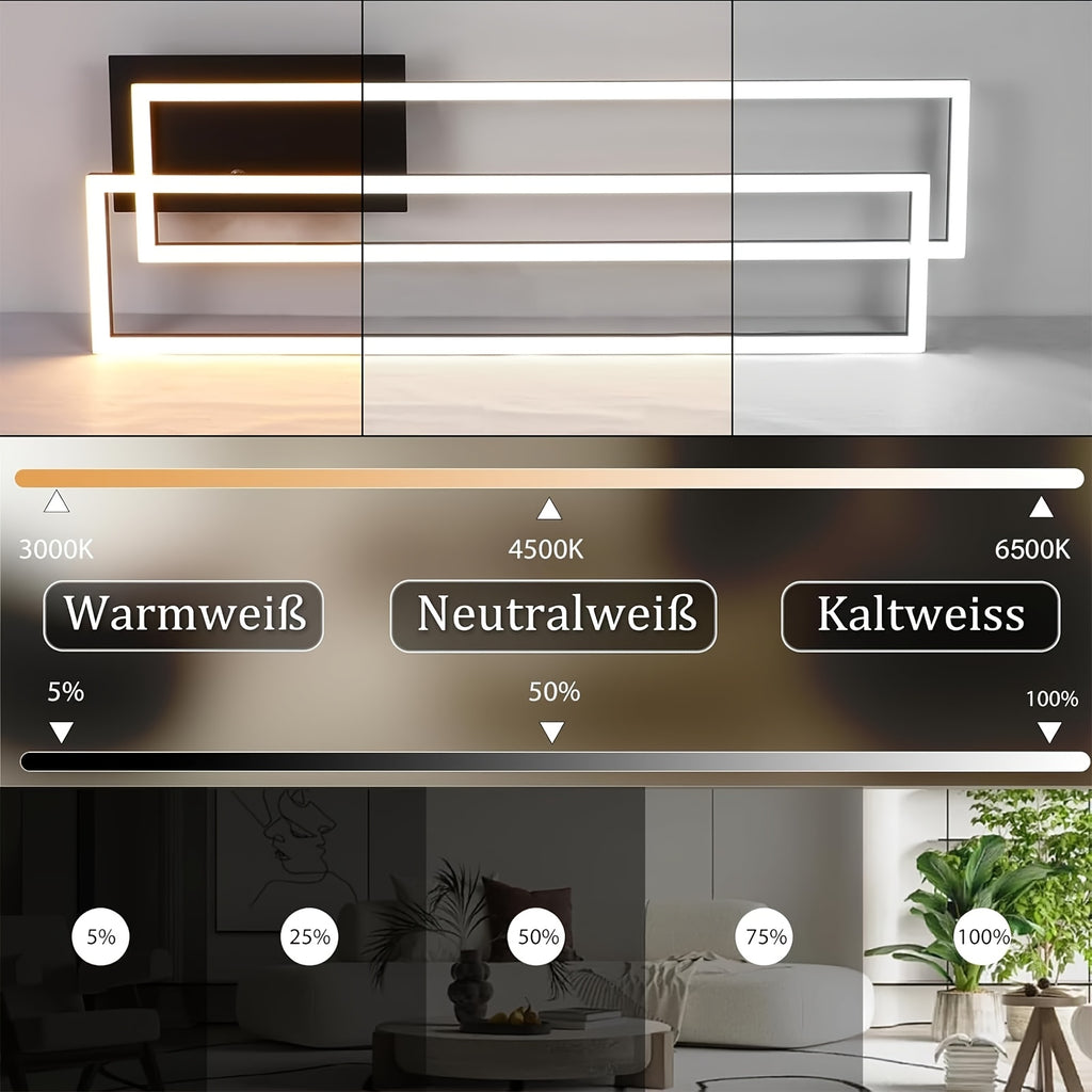 Plafonnier LED à deux cadres rectangulaires, 102,5 cm, 36 W