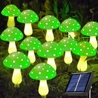 Guirlande solaire de 8 champignons verts à pois, à planter, IP44