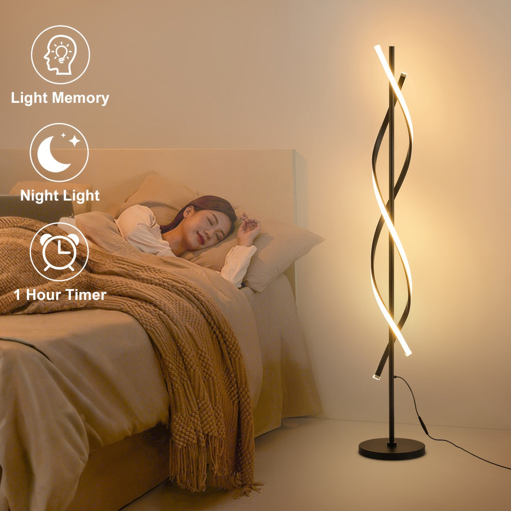 Lampadaire spirale LED double hélice à quatre teintes, 152 cm
