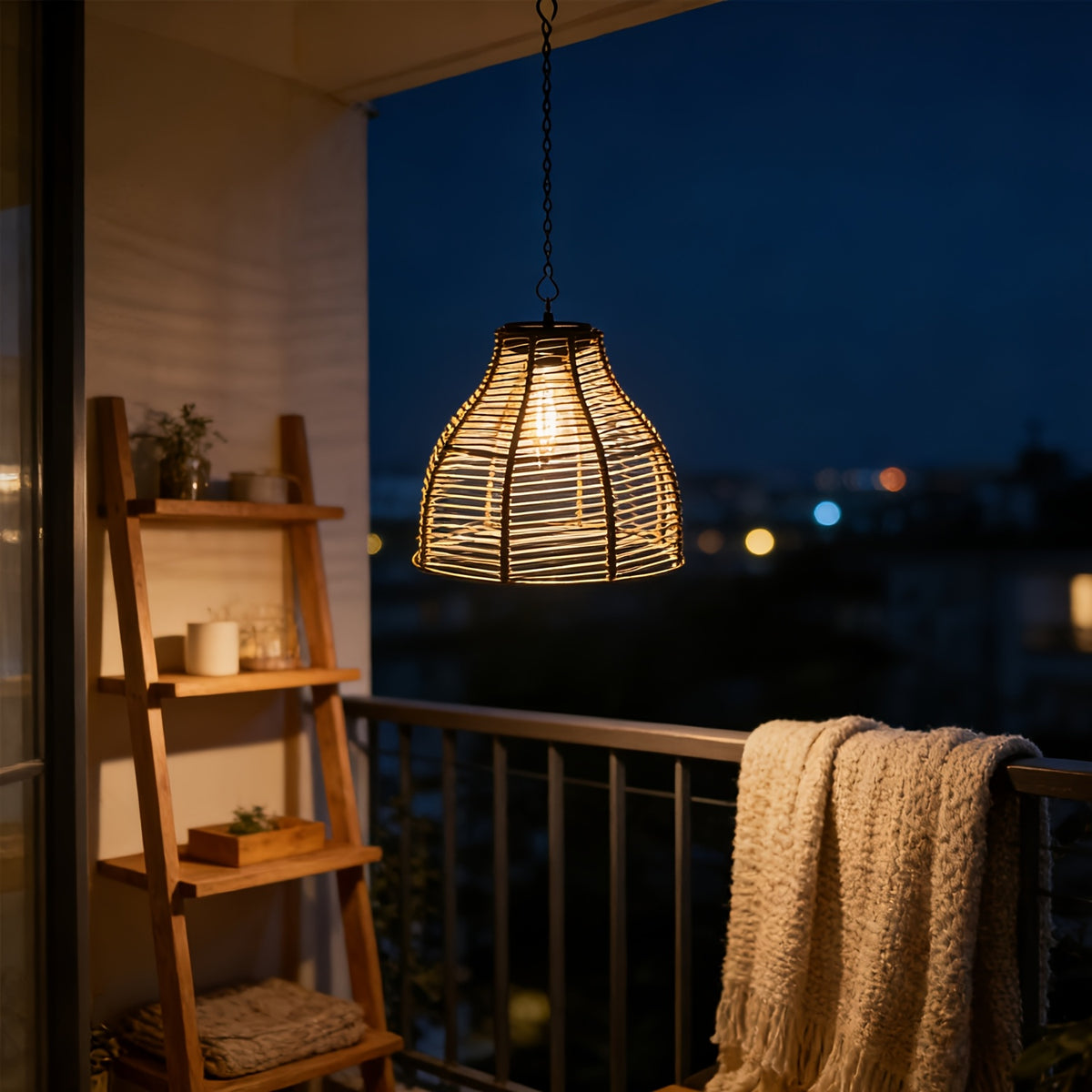Un coin salon bohème sous balcon ou pergola