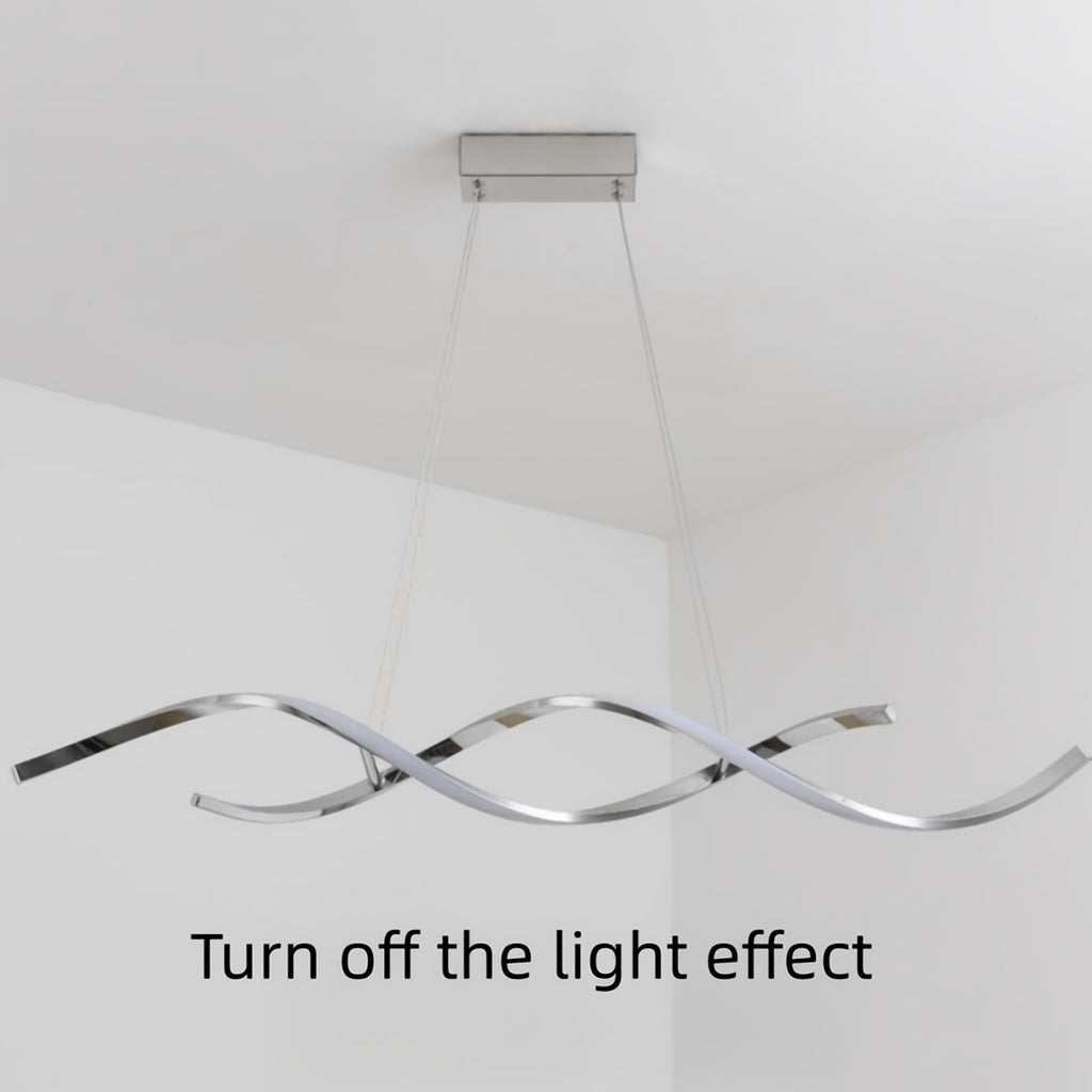 Lustre LED double vague en aluminium, doré ou argenté, 94 cm