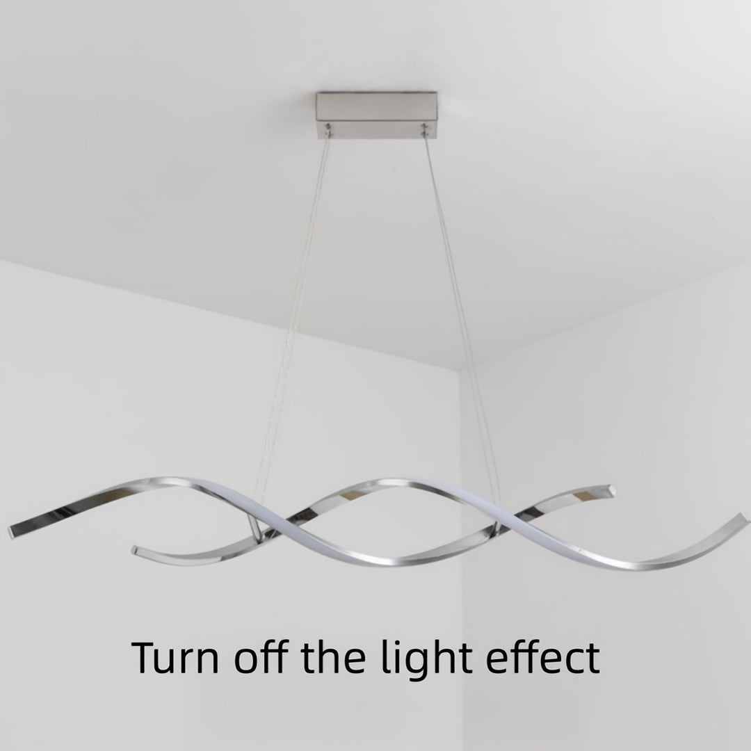 Lustre LED double vague en aluminium, doré ou argenté, 94 cm
