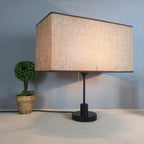Grand abat-jour rectangulaire en lin beige, 42 x 23 x H 23 cm