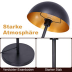 Lampadaire de bureau dôme noir et or, socle épais de 25 cm