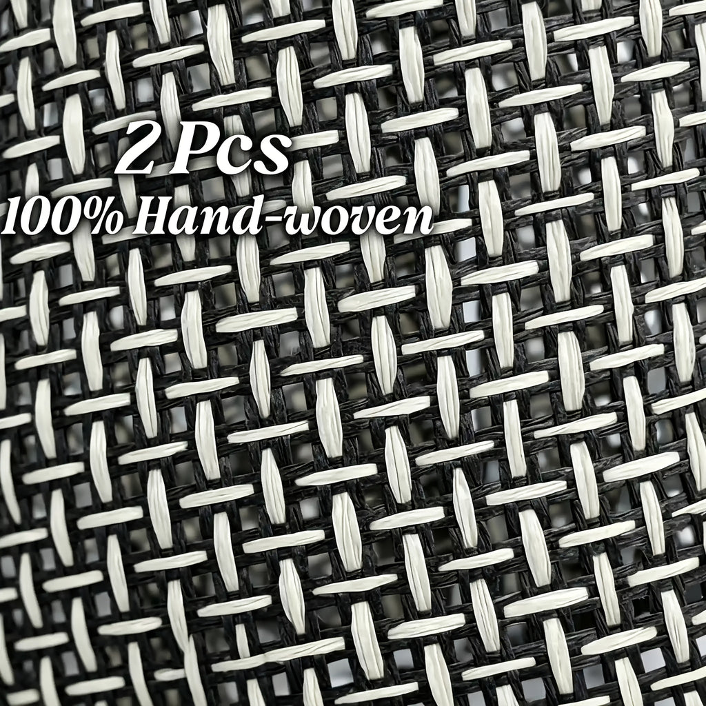 Lot de 2 abat-jours tissés noirs ajourés à bord festonné, Ø 18 cm