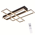 Plafonnier LED à trois cadres rectangulaires noirs, 66 cm, 54 W