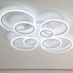 Plafonnier LED à huit anneaux blancs 127 W, variateur et télécommande