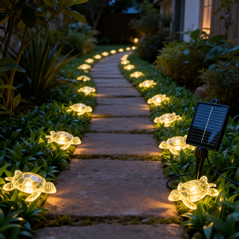 Guirlande solaire à piquets en forme de tortue, 10 ou 20 lumières