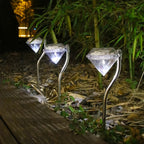 Lampe solaire diamant sur tige courbée, lot de 4 pour allée