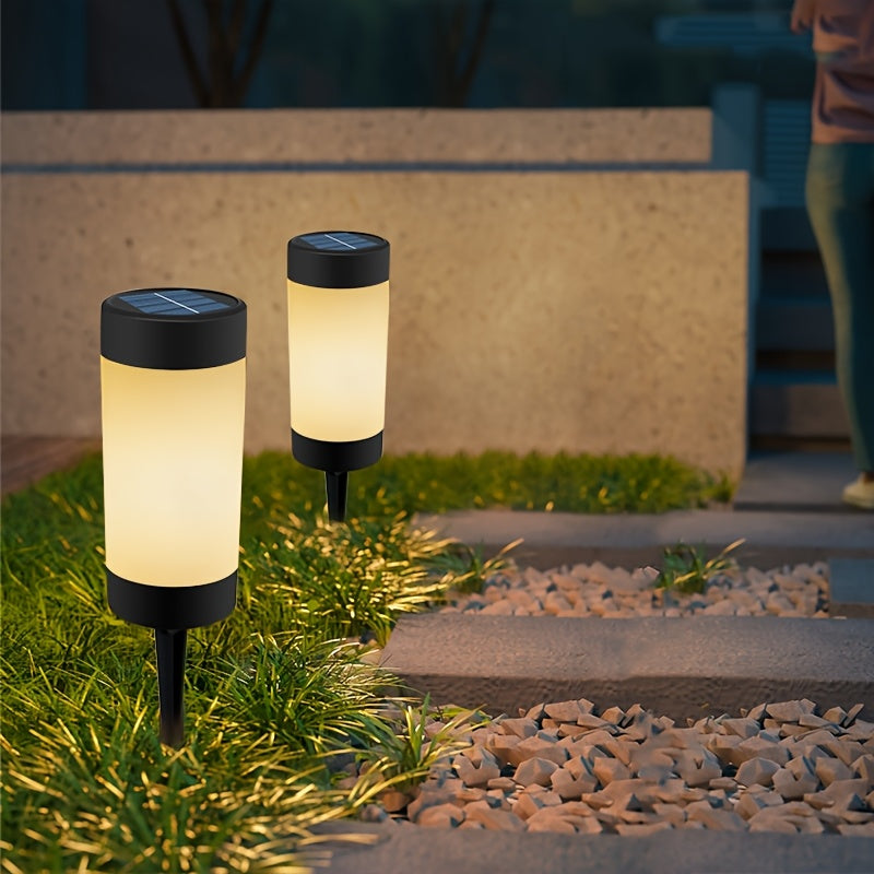 Lampe solaire cylindre opalin à piquet, 26,7 cm, lot de 2 ou 4
