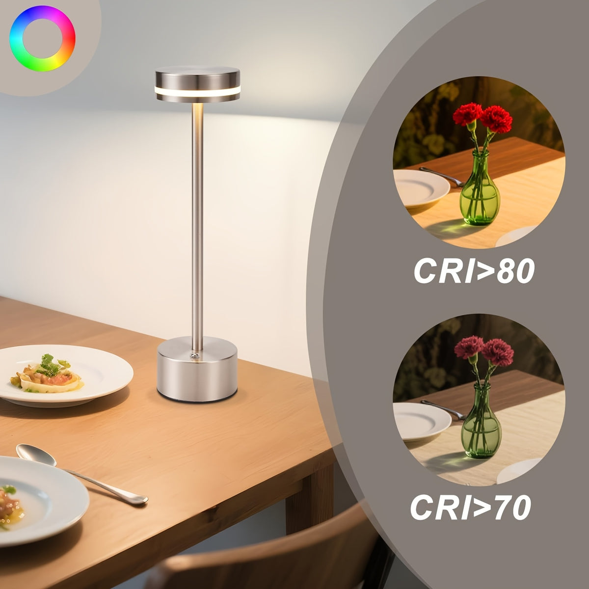 Lot de 2 lampes de table LED sans fil dorées à tige fine, 31,5 cm