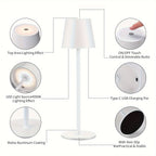 Lot de 2 lampes de table sans fil en aluminium, étanches IPX7