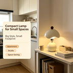 Lampe de chevet champignon crème rétro, chapeau ondulé et LED