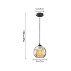 Suspension boule en verre ambré et perles de verre, douille E27