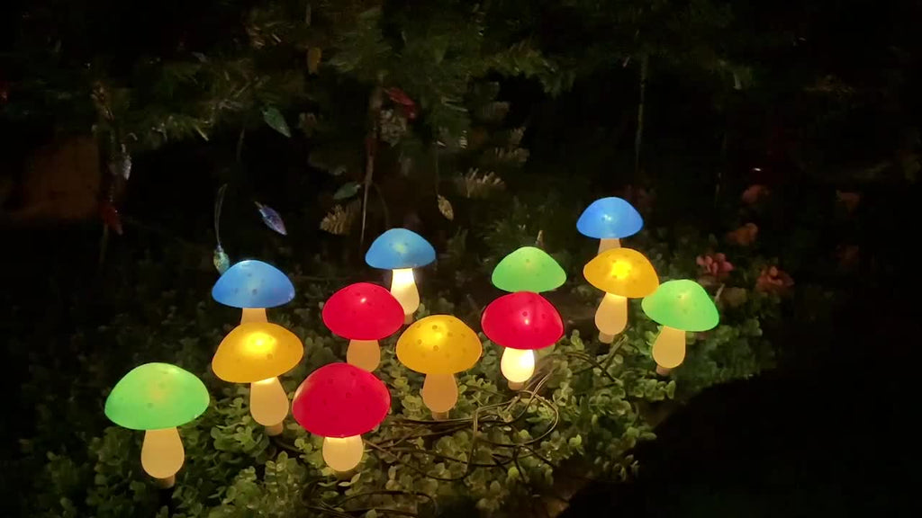 Guirlande solaire de champignons jaunes lumineux, 10 ou 20 LED