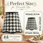 Lot de 2 abat-jours pied-de-poule festonnés noir et blanc, Ø 18,2 cm
