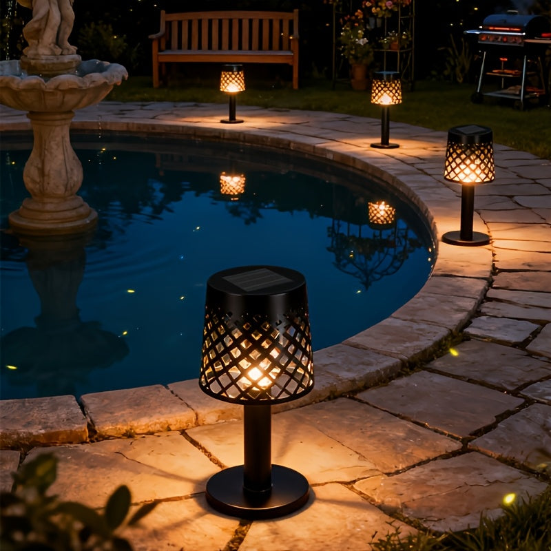 Lot de 2 lampes de table solaires à abat-jour treillis, 21 cm