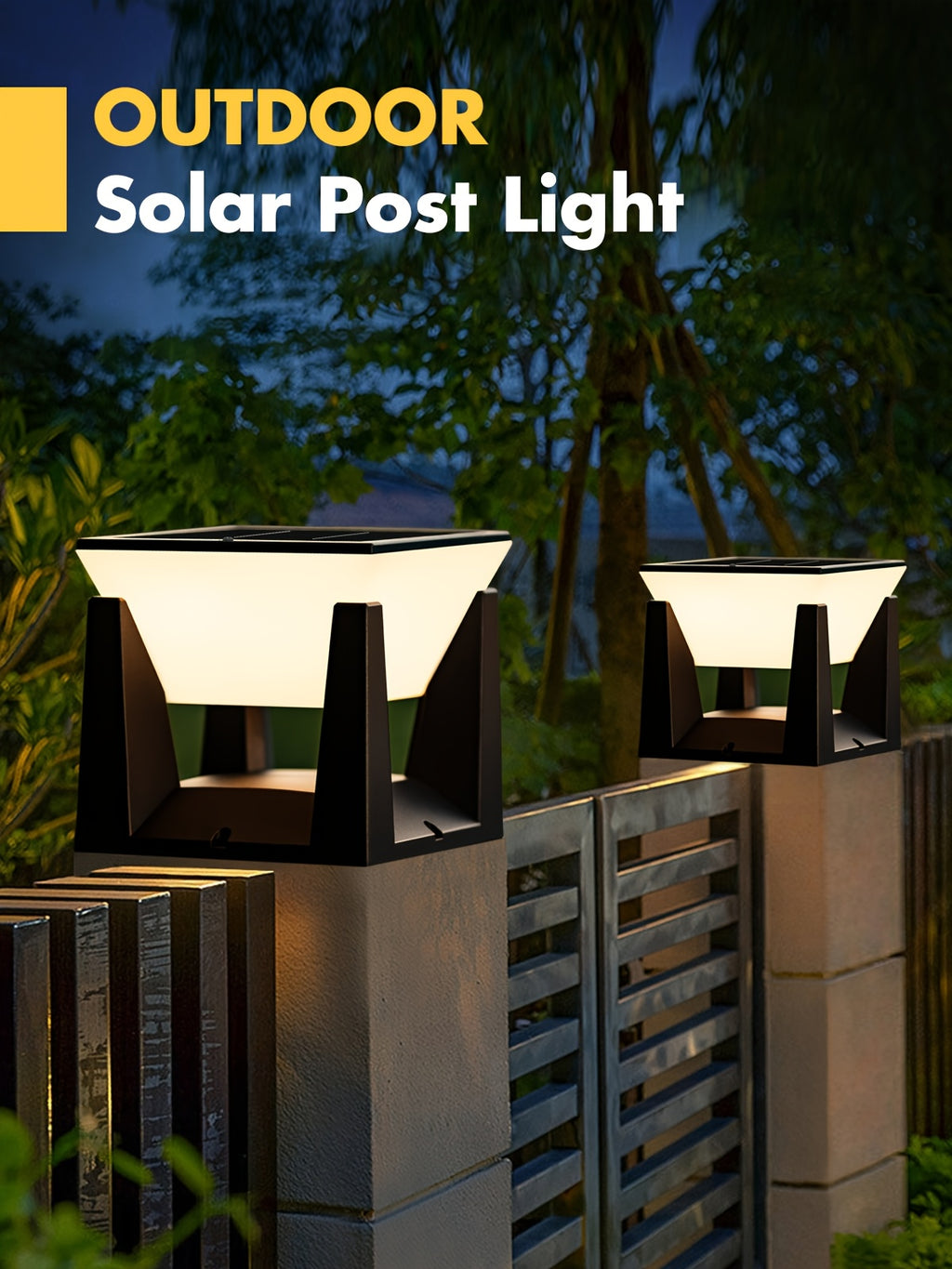 Lampe solaire de pilier IP65 à coque noire, trois tailles au choix