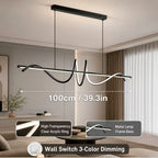 Suspension LED linéaire à vague lumineuse, 100 cm, doré ou noir