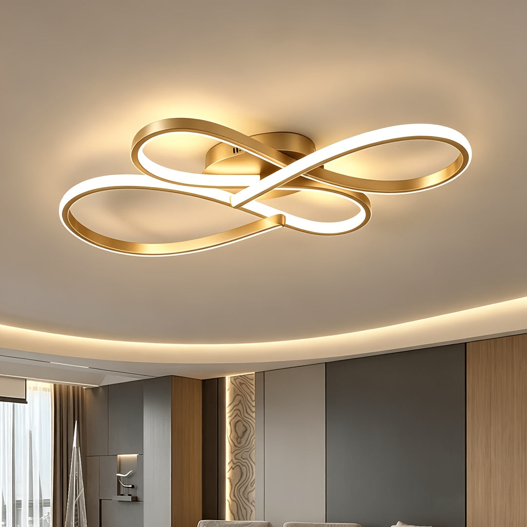 Plafonnier LED en double huit, 79 cm, noir, argenté ou doré