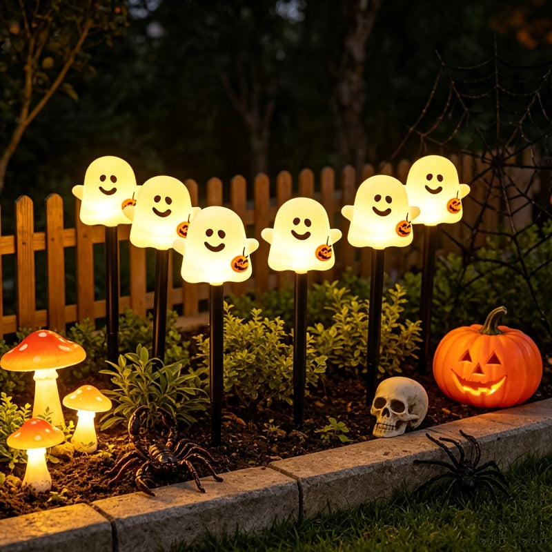 Guirlande solaire de 5 fantômes souriants à planter, 36 cm