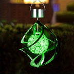 Suspension solaire spirale argentée à boule LED multicolore