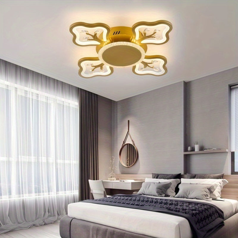Plafonnier LED fleur à quatre pétales 58 cm, trois teintes