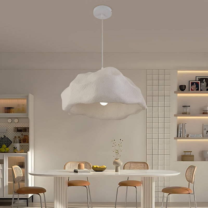 Suspension effet roche blanche texturée, 45 cm, esprit japonais