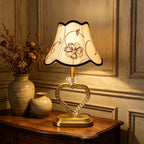Abat-jour cloche festonné crème à fleurs brodées, Ø 30 cm