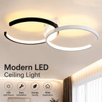 Plafonnier LED à deux arcs noir et blanc, 54 cm, trois teintes