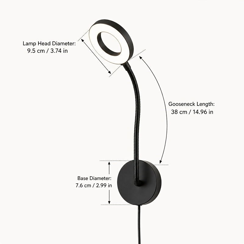 Applique murale liseuse LED à col flexible, alimentation USB