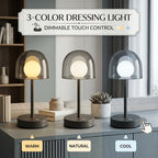 Lampe de table LED sans fil à dôme fumé et globe opalin, grise