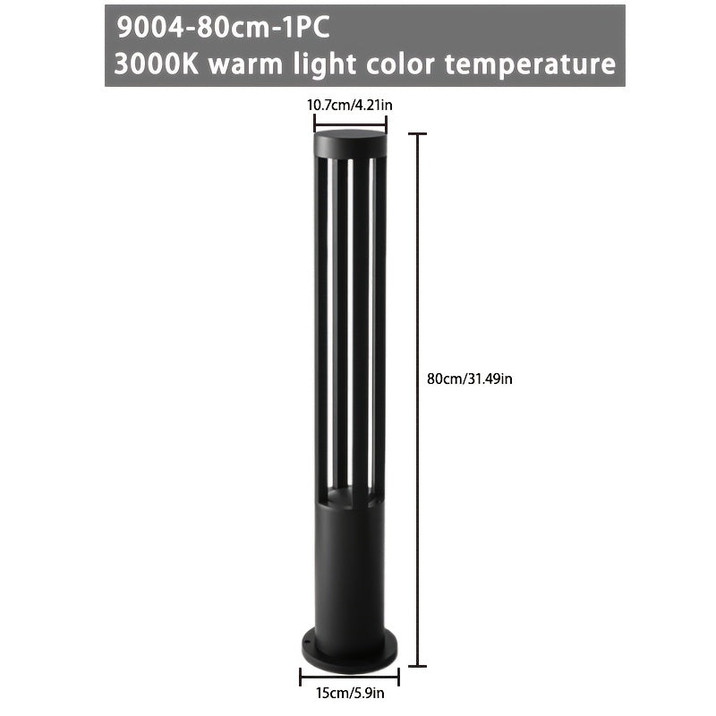 Borne d'éclairage extérieur filaire en aluminium noir, 60 ou 80 cm