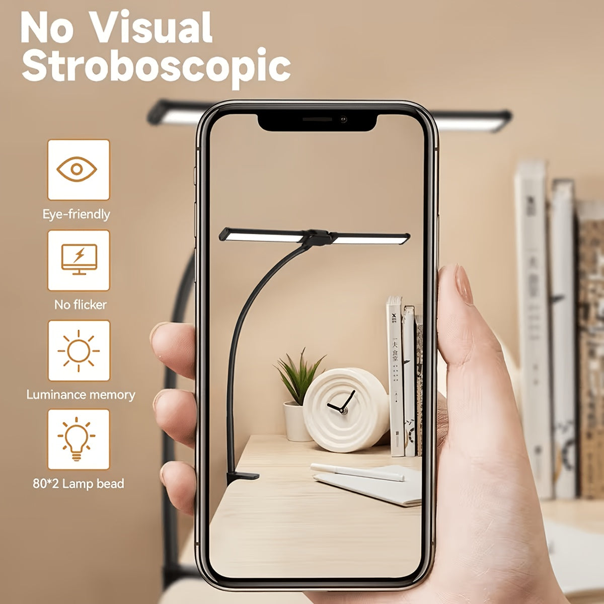 Lampe de bureau à pince à double tête LED de 61 cm, tactile, USB