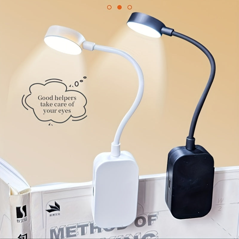 Mini lampe de lecture à pince à tête ronde, USB-C, noire ou blanche