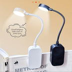 Mini lampe de lecture à pince à tête ronde, USB-C, noire ou blanche