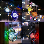 Suspension solaire spirale argentée à boule LED multicolore