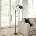 Lampadaire liseuse noir à col flexible, abat-jour à intérieur cuivré