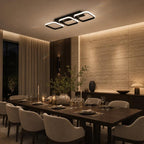 Plafonnier LED à trois carrés lumineux noirs, 53 cm, trois teintes
