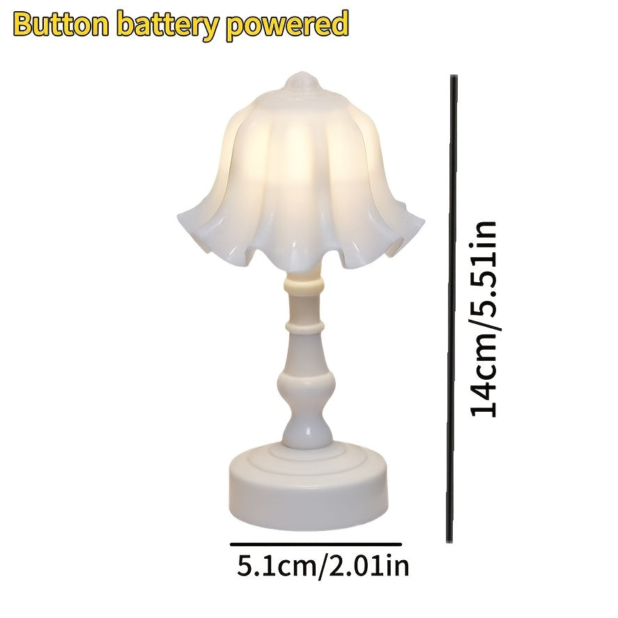 Lot de 4 mini lampes à pile bouton, abat-jour festonné pastel